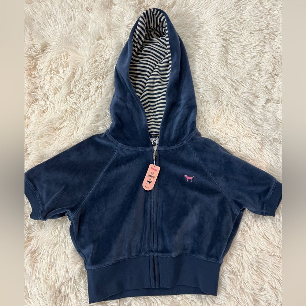 Juicy Couture Crop Zip Up, Short Sleeve, Velour, XS